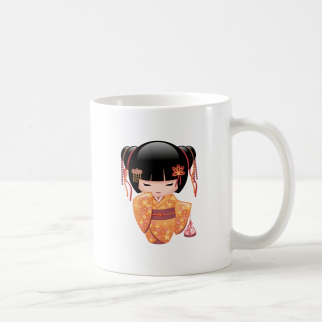 Ume Kokeshi Doll - Japanese Peach Geisha Girl Coff Coffee Mug (Right)