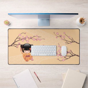 Ume Kokeshi Doll - Japanese Peach Geisha Girl Desk Mat
