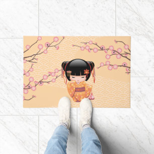 Ume Kokeshi Doll - Japanese Peach Geisha Girl Doormat