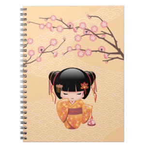 Ume Kokeshi Doll - Japanese Peach Geisha Girl Notebook