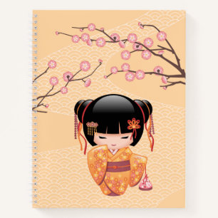 Ume Kokeshi Doll - Japanese Peach Geisha Girl Notebook