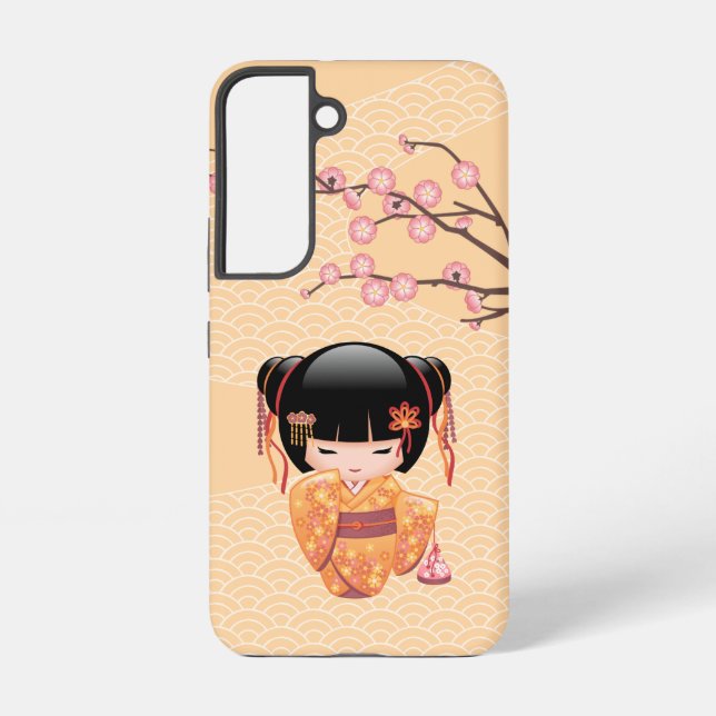 Ume Kokeshi Doll - Japanese Peach Geisha Girl Samsung Galaxy S22 Case (Back)