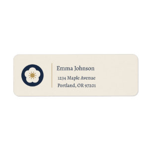 Ume Plum Blossom Navy Gold Return Address Labels