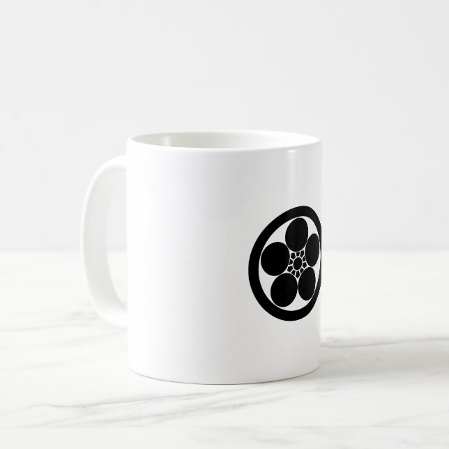 Umebachi-style plum blossom in a circle coffee mug (Front Left)