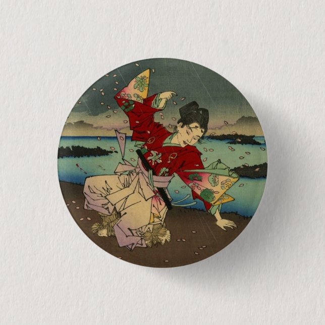 Umewaka at the Sumida River (2:3) 3 Cm Round Badge (Front)