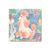 "Umi Poodle" Pink Poodle & Seashell Dream Canvas A