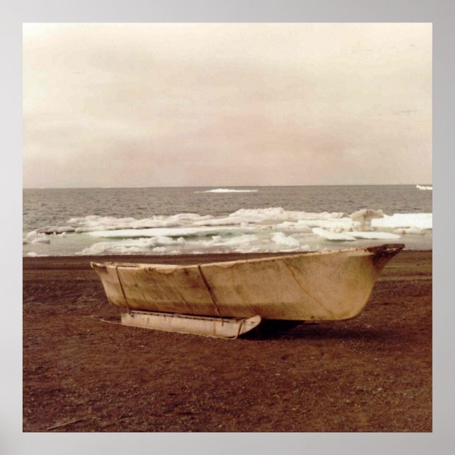 Umiak Walrus Skin Whalers Boat Photo Designed Poster (Front)