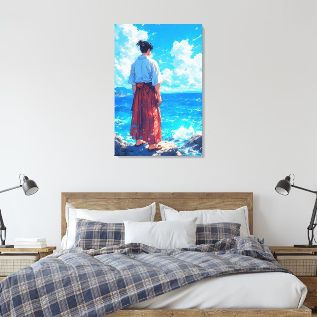 Umibe no Seijaku – Seaside Tranquillity Canvas Print (Insitu(Bedroom))