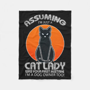 Uming Cat Lady Halloween _ Dog And Black Cat Fleece Blanket