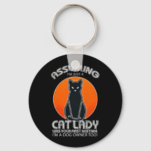 Uming Cat Lady Halloween _ Dog And Black Cat Key Ring