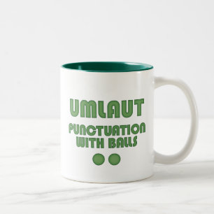 Umlaut Balls (Green) Two-Tone Coffee Mug