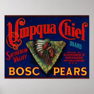 Umpqua Chief Pear Crate LabelSutherlin, OR Poster