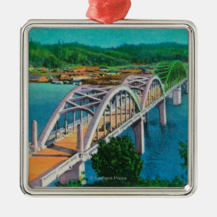 Umpqua River Bridge in Reedsport, Oregon Metal Tree Decoration