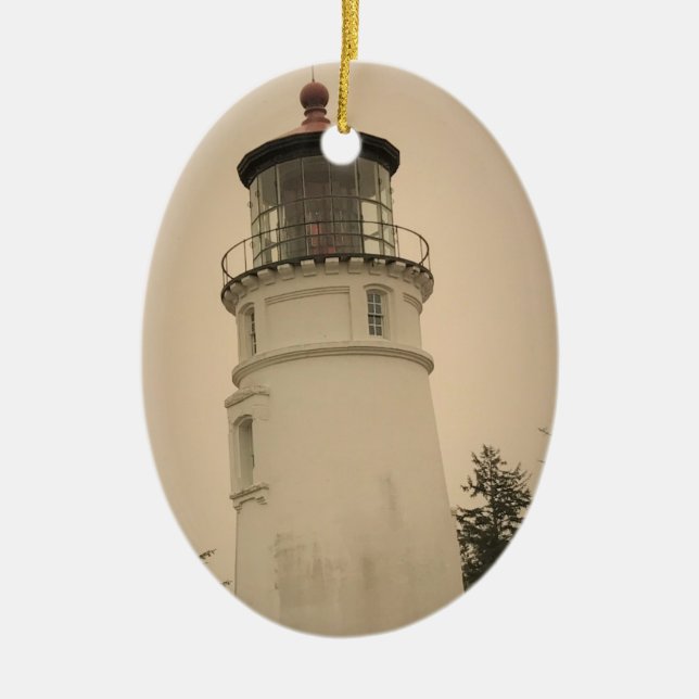 Umpqua River Lighthouse, OR Ceramic Tree Decoration (Front)