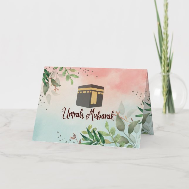 umrah mubarak foil greeting card (Front)