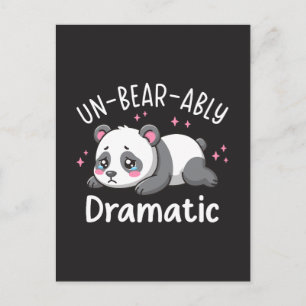 Un-bear-ably Dramatic - Cute Sad Panda Pun Design Postcard