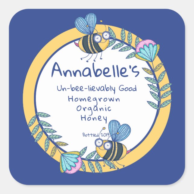 Un-bee-lievably Good Square Honey Label (Front)