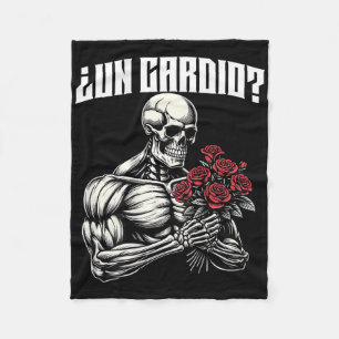 Un Cardio Espalda. Calaca Con Flores Rosas Fleece Blanket