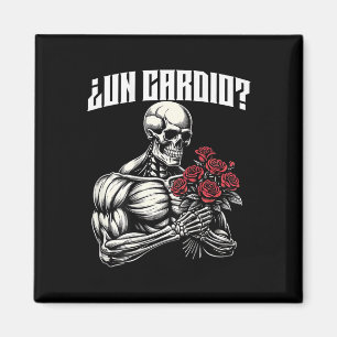 Un Cardio Espalda. Calaca Con Flores Rosas  Magnet