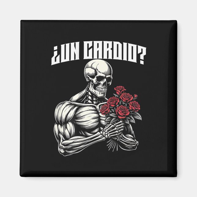 Un Cardio Espalda. Calaca Con Flores Rosas  Magnet (Front)