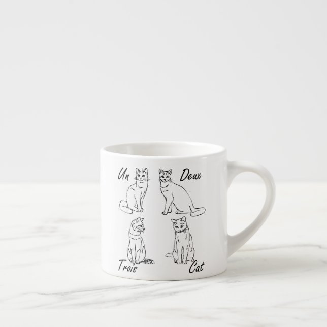 Un Deux Trois Cat Funny French Espresso Cup (Right)