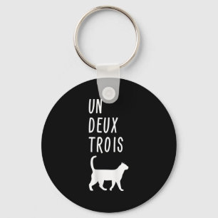 Un Deux Trois Cat Shirt Funny French Teacher Gift Key Ring