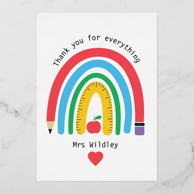 Un enseignant qui vous remercie pour tout (Front)