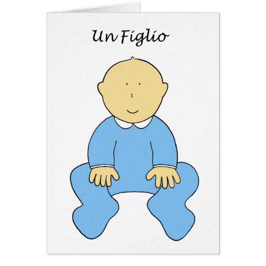 Un Figlio, it's a boy, new baby in Italian. Card