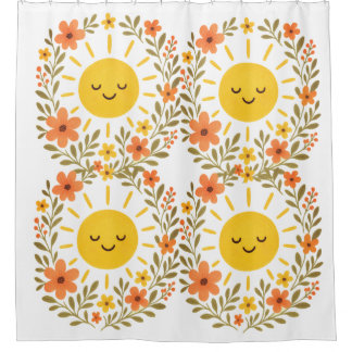 un & Floral Frame Shower Curtain