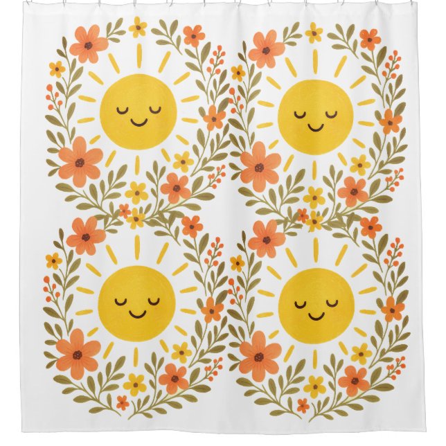 un & Floral Frame Shower Curtain (Front)