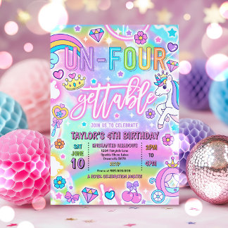 Un-Four-Gettable Princess Fairytale 4th Birthday Invitation