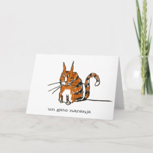 Un Gato Naranja Orange Cat Cartoon Greeting Card