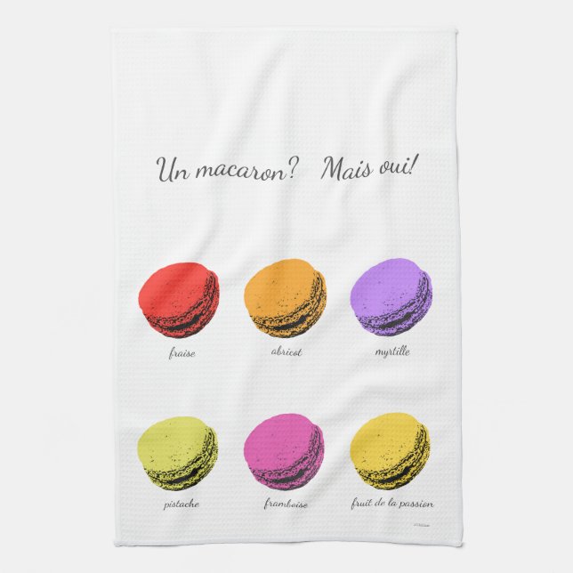 Un macaron? Mais oui! Tea Towel (Vertical)
