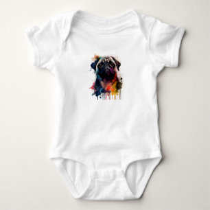 Un pug con estilo baby bodysuit