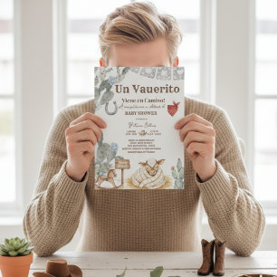 un vaquerito viene en camino rodeo baby shower invitation