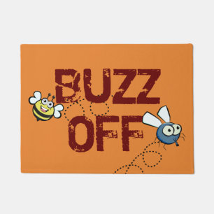 (un)welcome "buzz off" bee and fly doormat