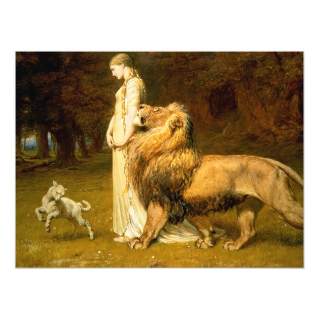 Una And Lion From Spensers Faerie Queene - Riviere Photo Print (Front)