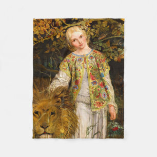 Una and the Lion, 1860 by William Bell Scott Fleece Blanket