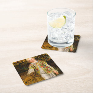 Una and the Lion, 1860 by William Bell Scott Square Paper Coaster