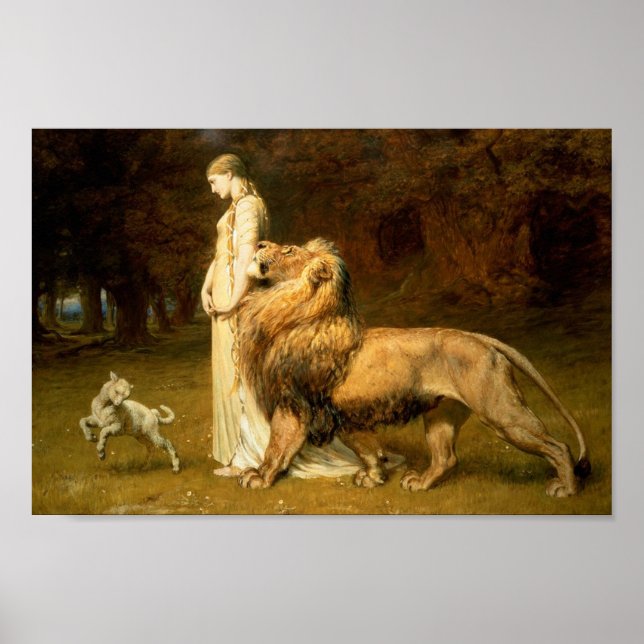 Una and the Lion by Briton Rivière - poster (Front)