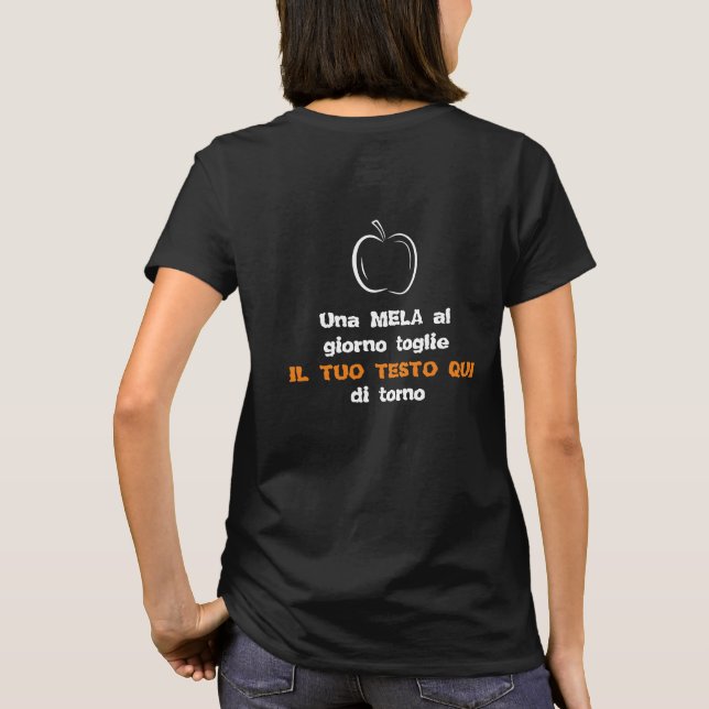 Una Mela Al Giorno Apple Black Line Art T-Shirt (Back)