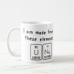 Una periodic table name mug
