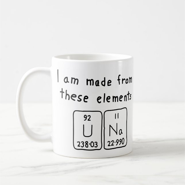 Una periodic table name mug (Left)