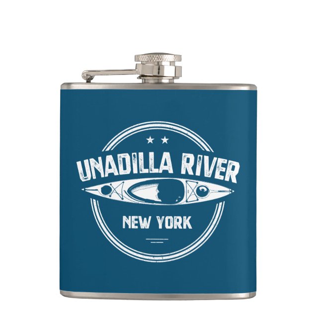 Unadilla River New York Kayak Hip Flask (Front)