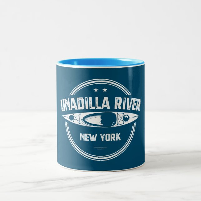 Unadilla River New York Kayak Two-Tone Coffee Mug (Center)