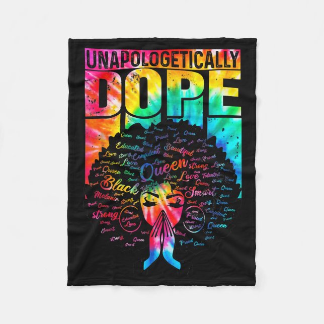 Unalogetically Black Pride Melanin African Tie Dye Fleece Blanket (Front)
