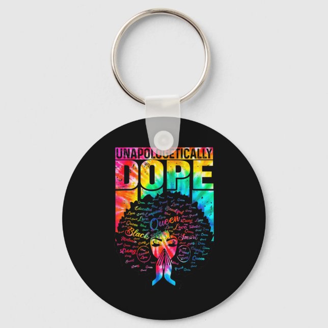 Unalogetically Black Pride Melanin African Tie Dye Key Ring (Front)