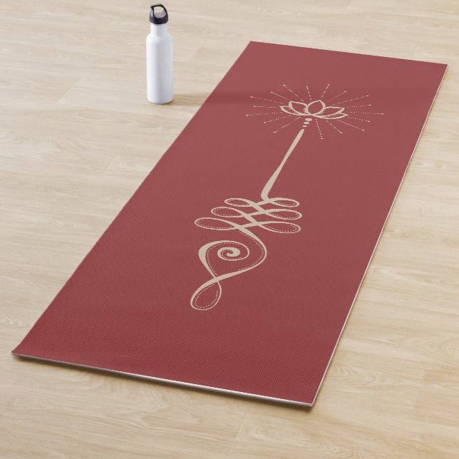 Unalome Plain Background - Ruby + Dove Yoga Mat (In Situ)