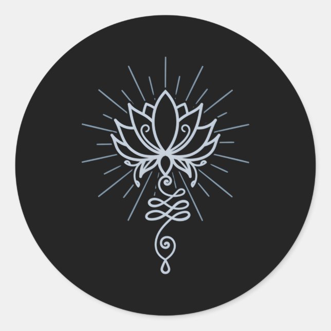Unalome Symbol Lotus Flower Fitness Classic Round Sticker (Front)
