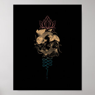 Unalome Zodiac Symbol Fish Pisces  Poster